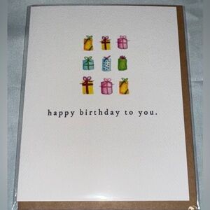 White and Brown Birthday Card Design with Minimalist Gift Boxes